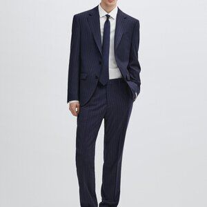 Massimo Dutti Navy Wool Blazer